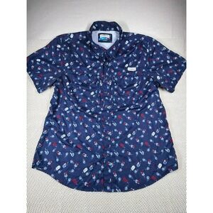 Magellan Outdoors Fish Gear Mens 2XL Navy Popsicle Fishing Shirt Relaxed Fit